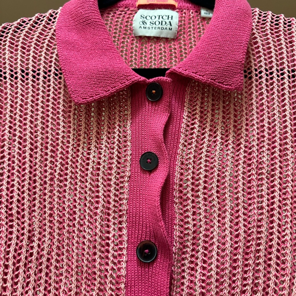 Scotch & Soda Open Stitch Relaxed Collared Cardigan size small - Picture 2 of 4